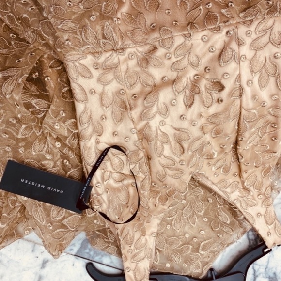 David Meister limited V-Neck sleeveless gold long gown - Picture 8 of 8